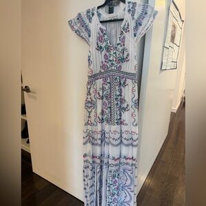 Hale Bob Francoise Embroidered Maxi Dress small